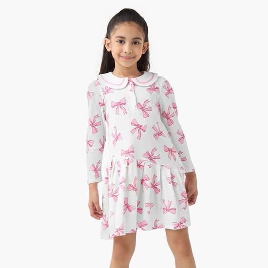 Juniors Bow Print A-line Dress