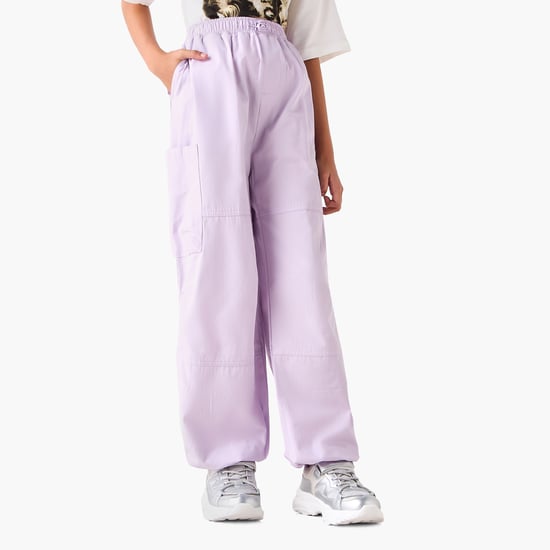 Juniors Solid Relaxed Fit Cargo Pants
