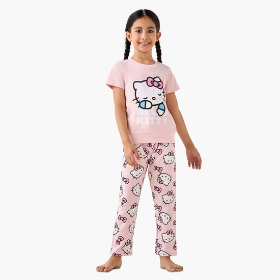 Juniors Hello Kitty Print T-shirt and Pyjama Set