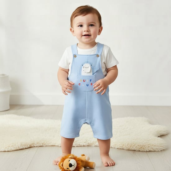 Juniors Shark Applique Dungaree and T-shirt Set
