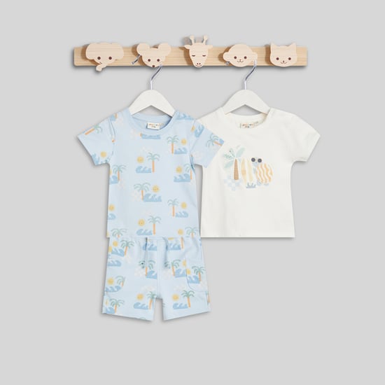 Juniors 3 Piece Printed T-shirt and Shorts Set