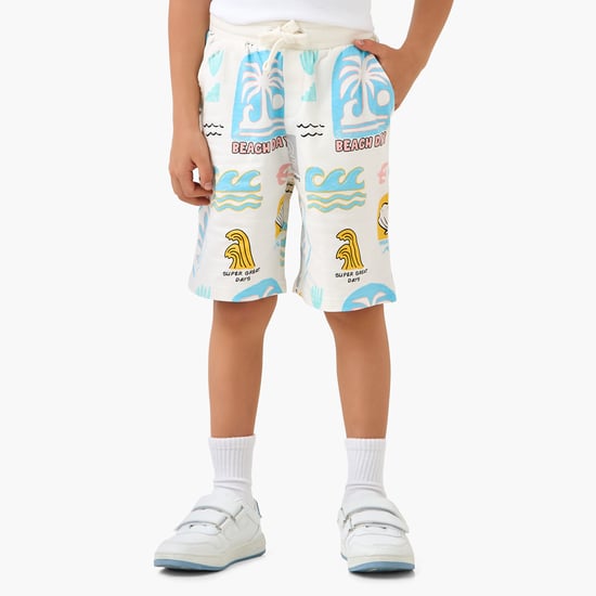 Juniors Beach Print Shorts with Pockets