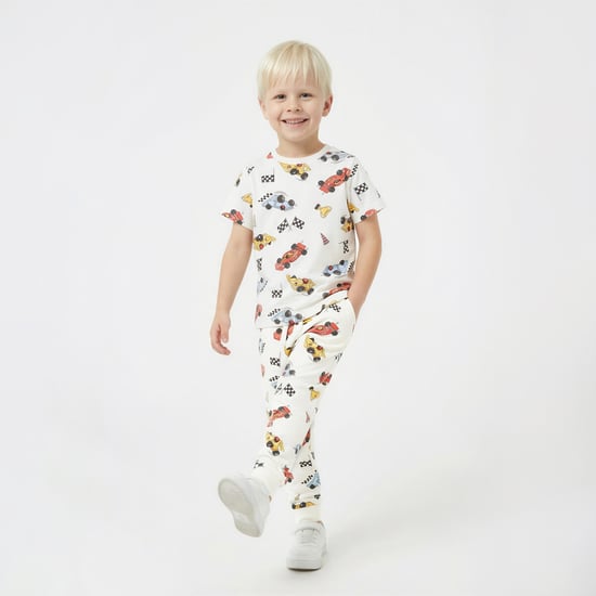 Juniors Race Car Print T-shirt and Pyjama Set