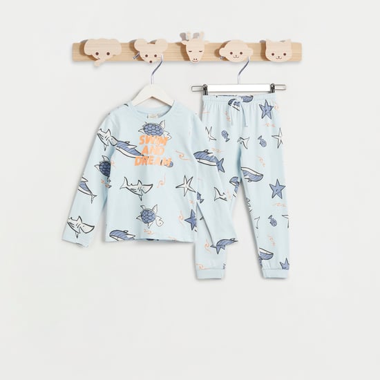 Juniors Printed T-shirt with Joggers Set