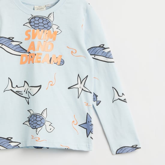 Juniors Printed T-shirt with Joggers Set