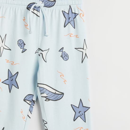Juniors Printed T-shirt with Joggers Set