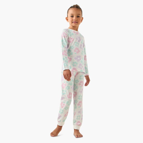 Juniors Floral Print T-shirt and Pyjama Set