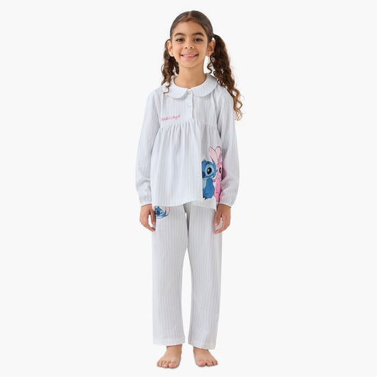 Juniors Stitch Print Top and Pyjama Set