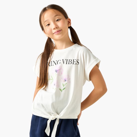 Juniors Floral Print T-shirt