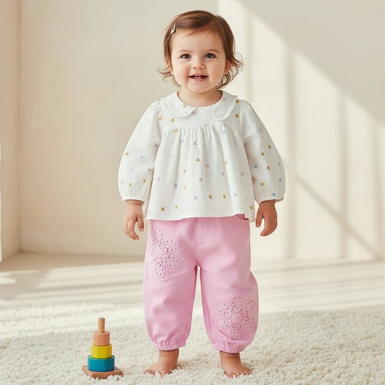 Giggles Embroidered Top and Pants Set