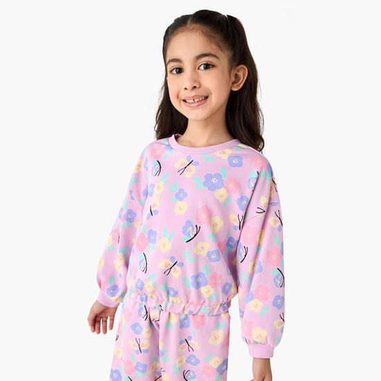 Juniors Floral Print Sweatshirt