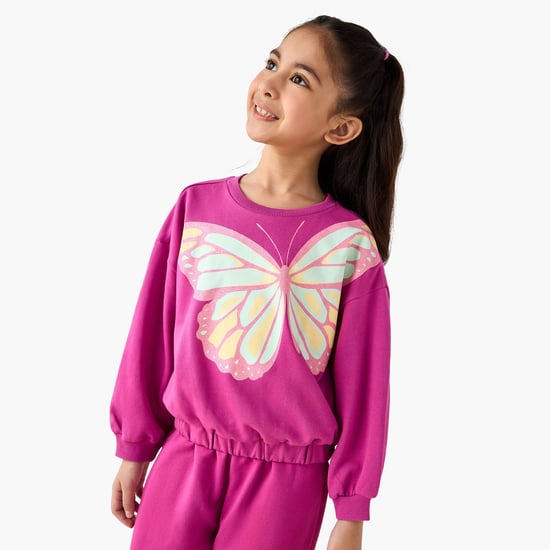 Juniors Butterfly Print Sweatshirt
