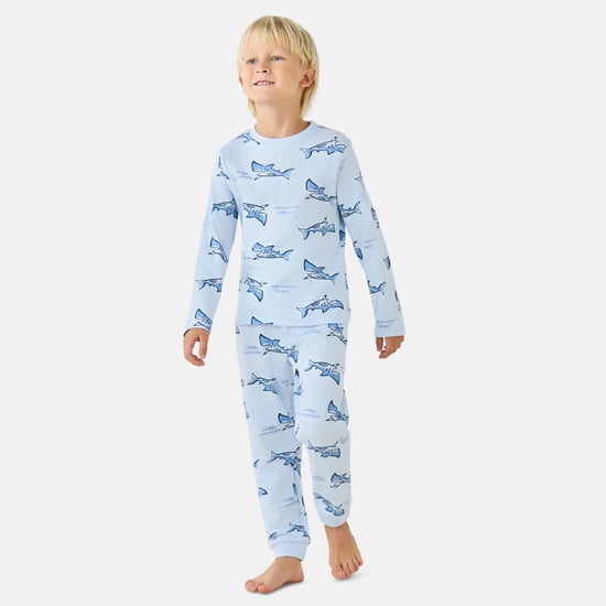 Juniors Shark Print T-shirt and Pyjama Set