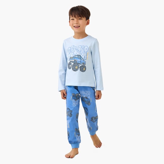 Juniors Monster Truck Print T-shirt and Pyjama Set