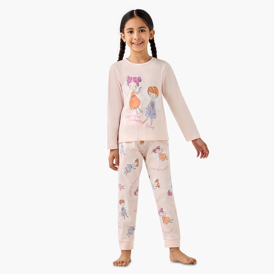 Juniors Printed T-shirt and Pyjama Set