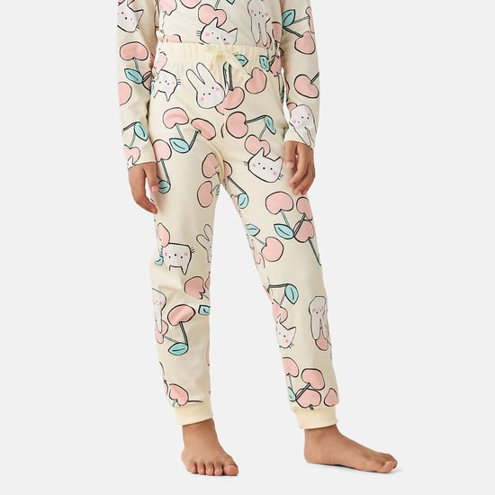 Juniors Cherry Print Long Sleeves T-shirt and Pyjama Set
