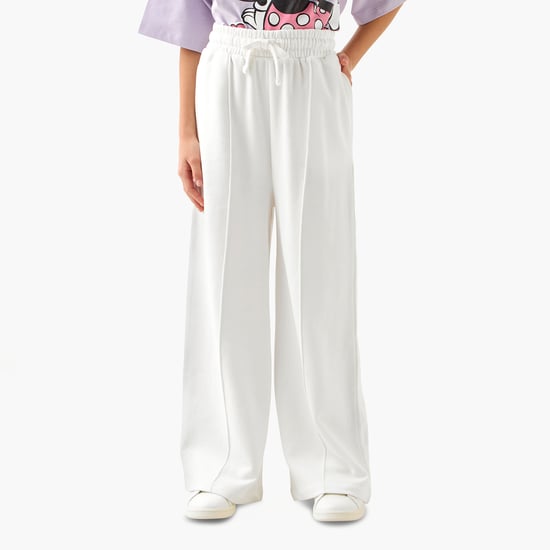Juniors Solid Wide Leg Track Pants