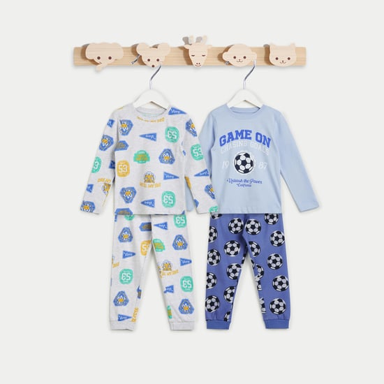 Juniors Football Printed T-shirt and Pyjama - Set of 2