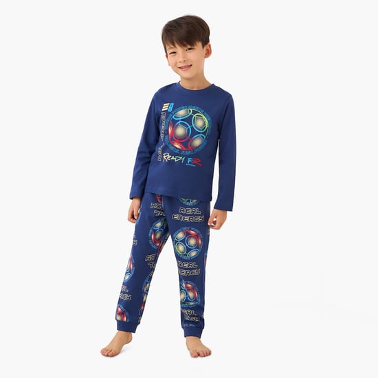 Juniors Football Print T-shirt and Pyjama Set