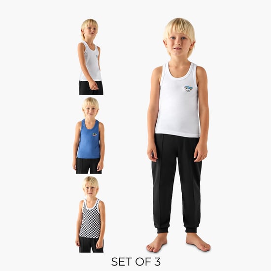 Juniors Race Car Print Vest - Set of 3