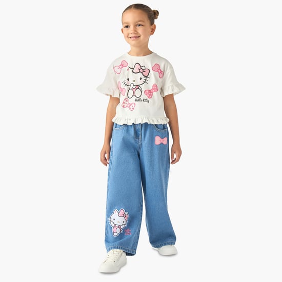 Juniors Hello Kitty Print Top and Jeans Set