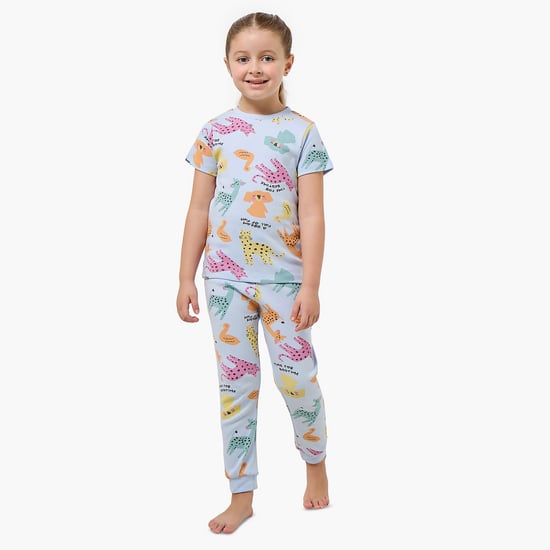 Juniors Printed T-shirt and Pyjama Set