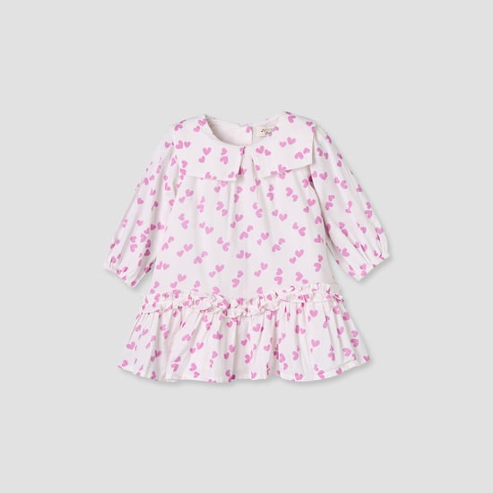 Juniors Heart Print Dress with Ruffles