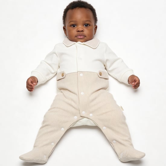 Giggles Striped Sleepsuit with Snap Button