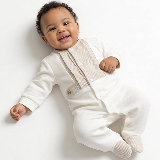 Giggles Striped Sleepsuit with Snap Button