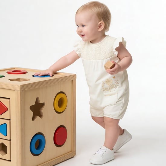 Giggles Lace Romper with Snap Button