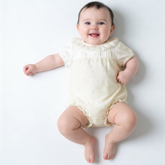 Giggles Lace Romper with Snap Button