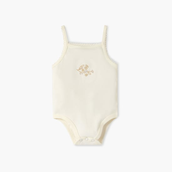 Giggles Embroidered Strappy Bodysuit