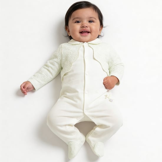 Giggles Lace Detail Sleepsuit with Snap Button
