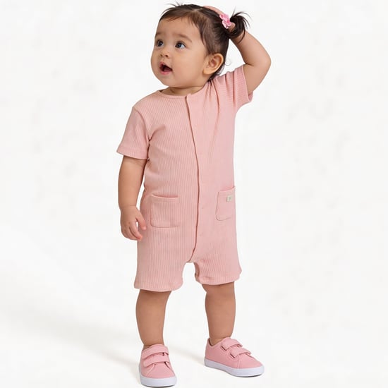 Juniors Ribbed Romper with Snap Button