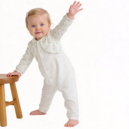Giggles Floral Embroidered Sleepsuit
