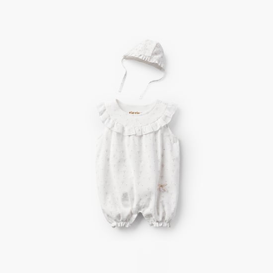 Giggles Printed Romper and Cap Set