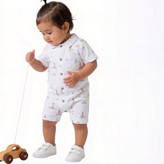 Juniors Printed Collared Romper
