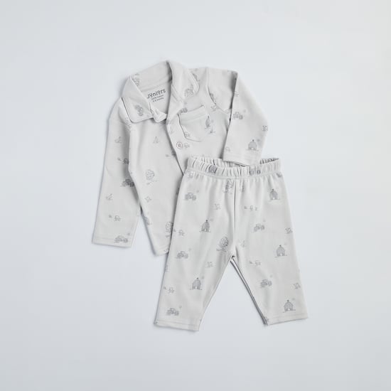 Juniors Printed Shirt And Pyjamas Set