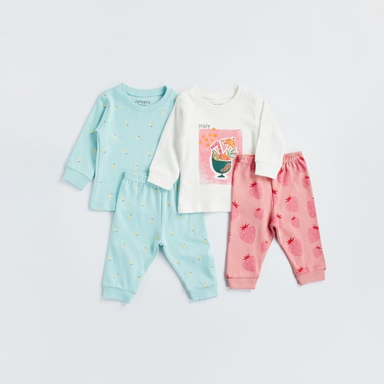 Juniors Fruit Print T-shirt and Pyjama - Set of 2