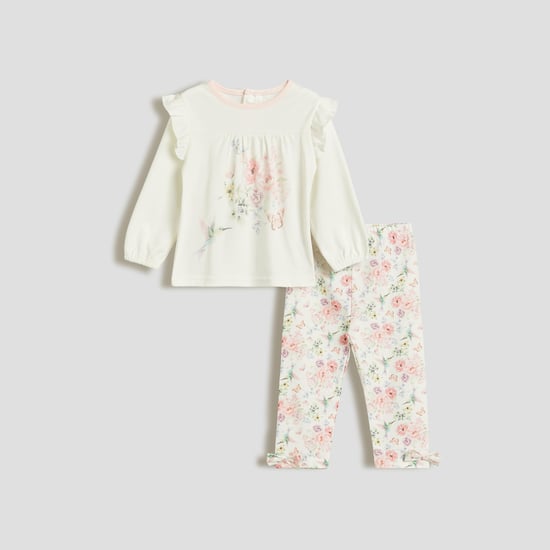 Giggles Floral Print T-shirt and Pyjamas Set