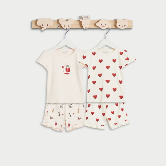 Juniors Heart Print T-shirt and Shorts - Set of 2