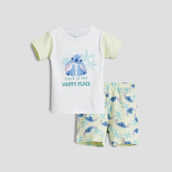Juniors Stitch Print T-shirt and Shorts Set