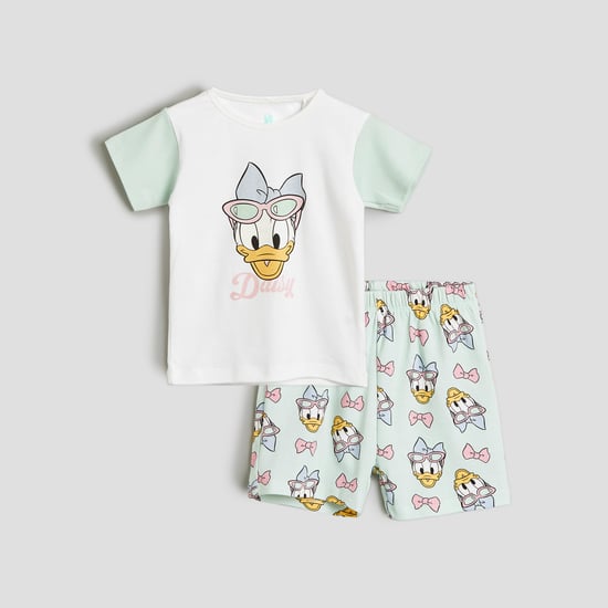 Juniors Daisy Duck Print T-shirt and Shorts Set