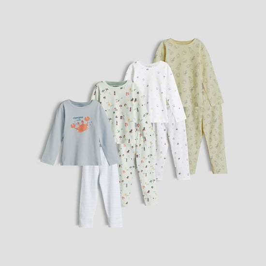Juniors Printed T-shirt and Pyjamas Set - Pack of 4