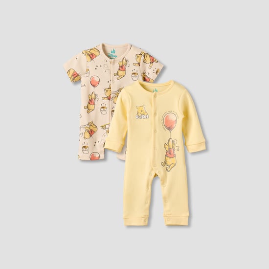 Juniors Winnie the Pooh Print Romper and Sleepsuit - Pack of 2