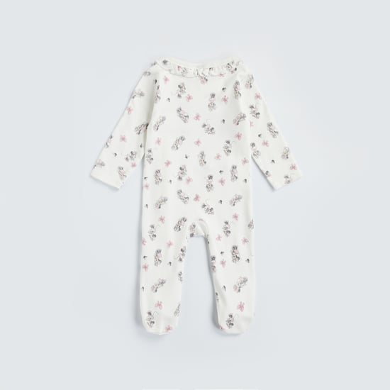 Minnie Mouse Print Sleepsuit with Button Closure