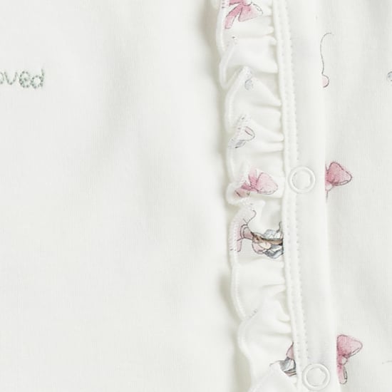 Minnie Mouse Print Sleepsuit with Button Closure