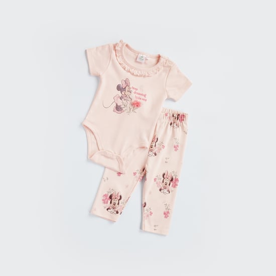 Minnie Mouse Print Bodysuit and Pyjama Set