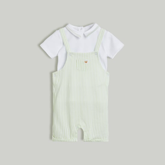 Juniors Striped Dungaree and T-shirt Set