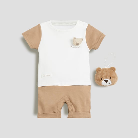 Juniors Colourblocked Romper and Soft Toy